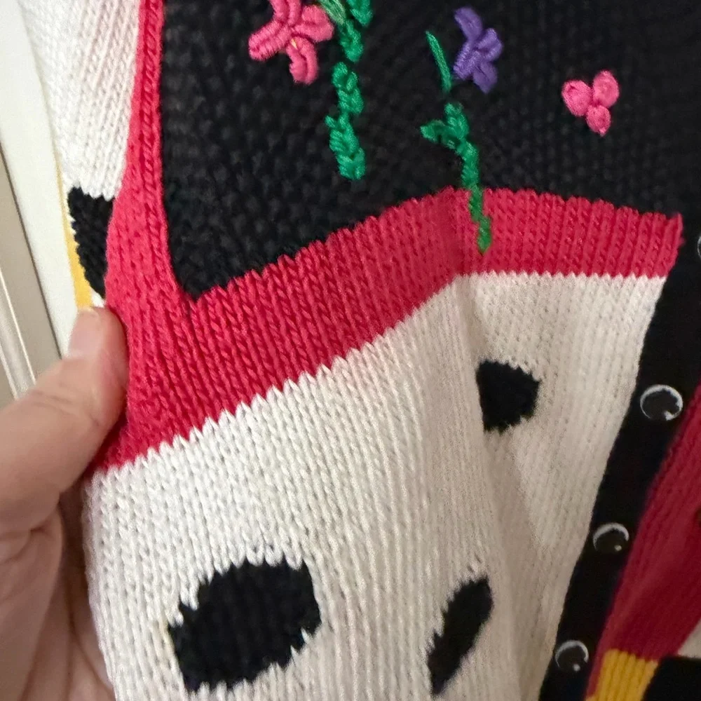 VINTAGE‎ BEREK hand knit horse equestrian button front cardigan sweater - Picture 6 of 11